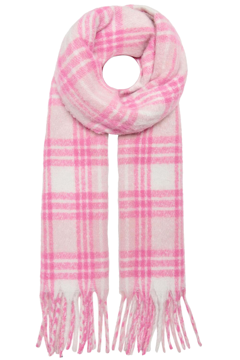 Only ONLLIMA  LIFE CHECK FRILL SCARF CC Rose-1 1