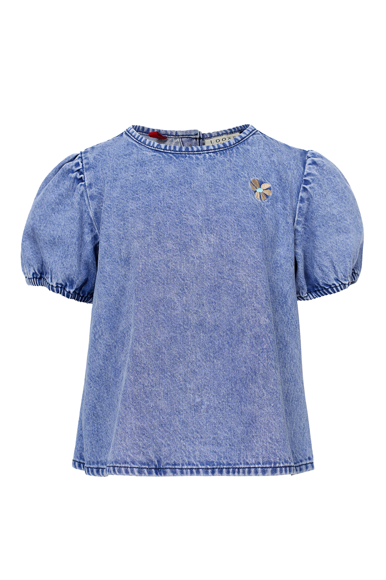 Meisjes blouse korte mouw blauw