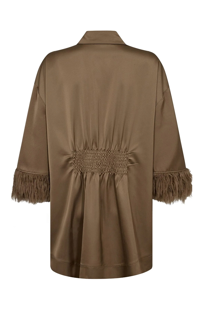 Dames blouse lange mouw bruin