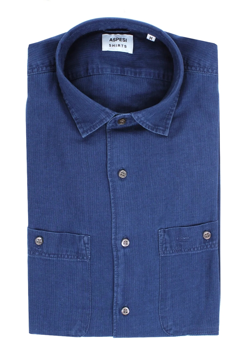 Heren overhemd lm casual blauw