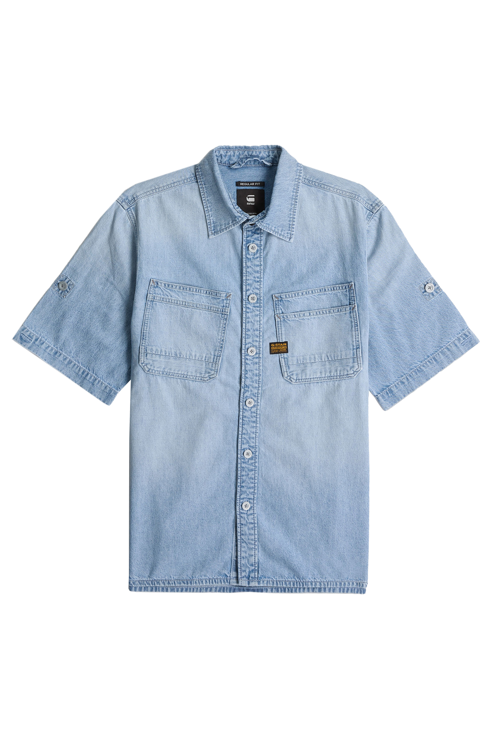 G-Star Slanted double pocket regular shirt s\s Blauw-1 1