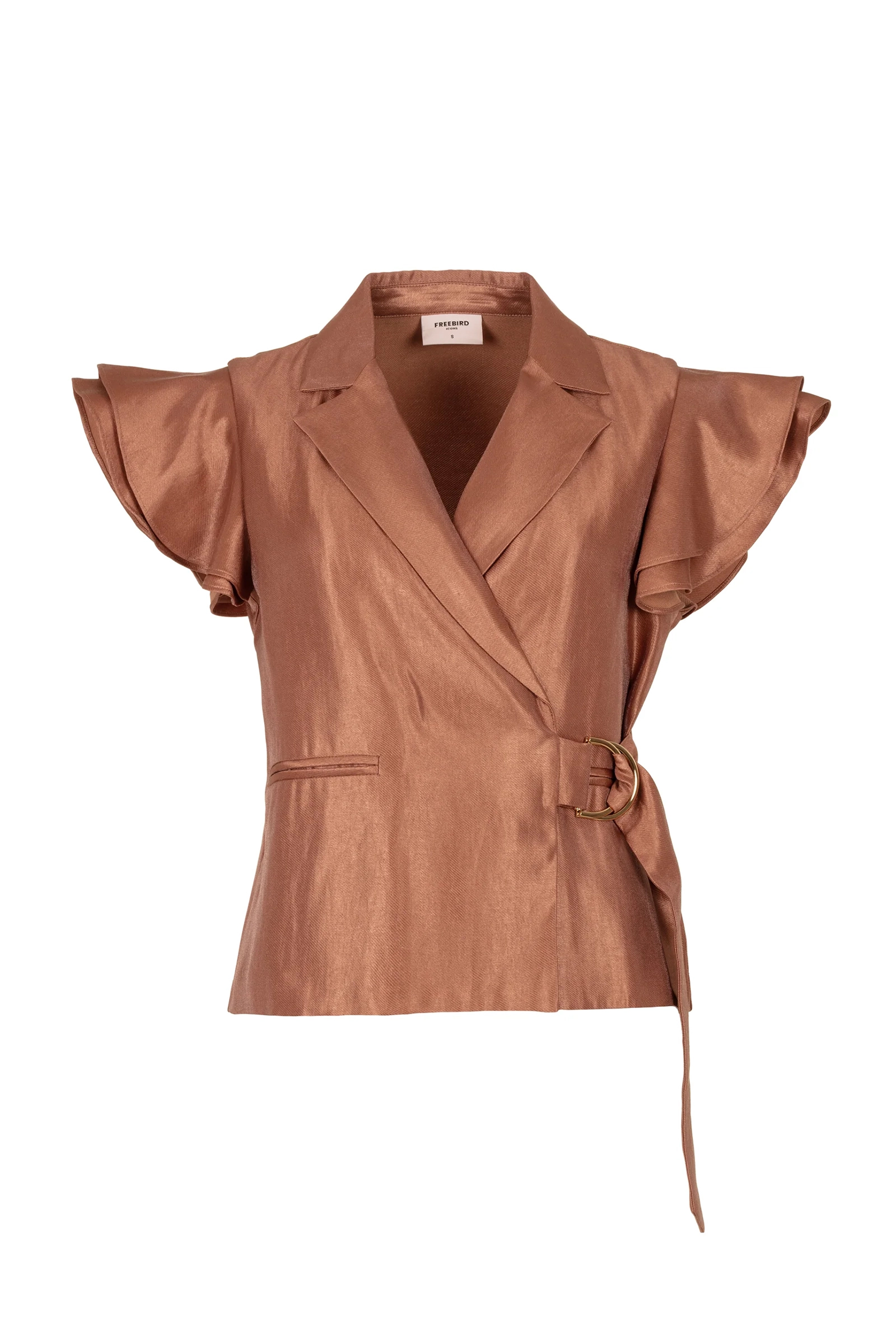 Dames blouse lange mouw goud