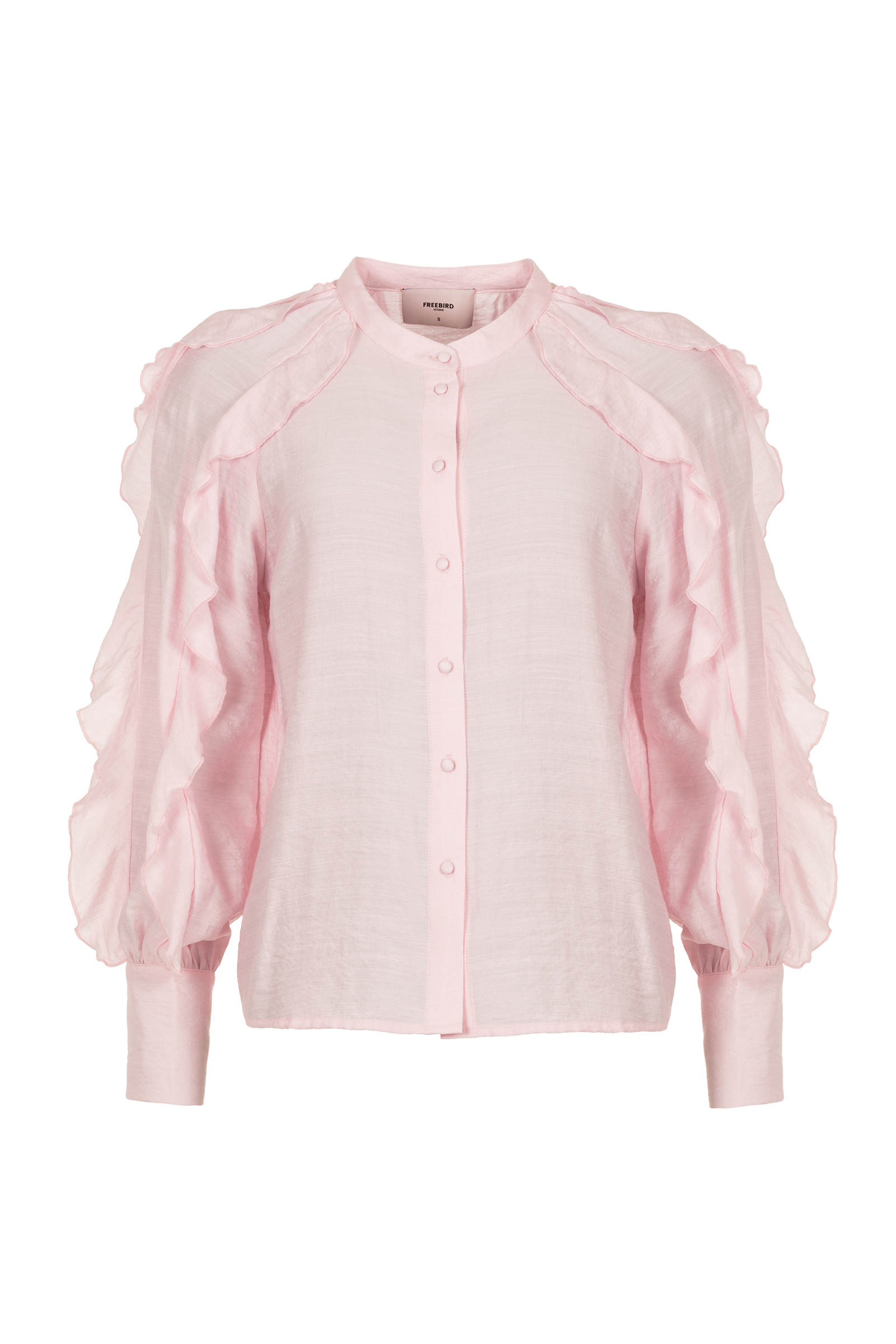 Dames blouse lange mouw rose