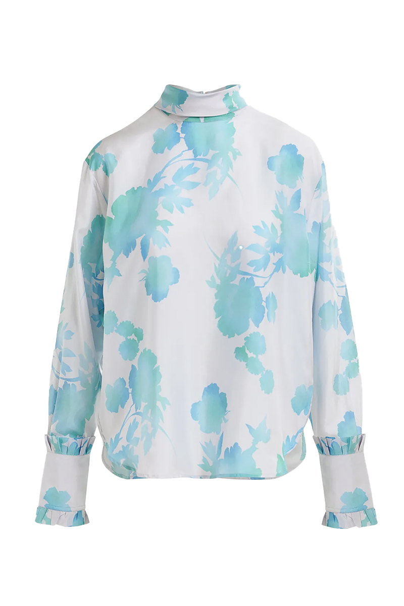 Dames blouse lange mouw blauw