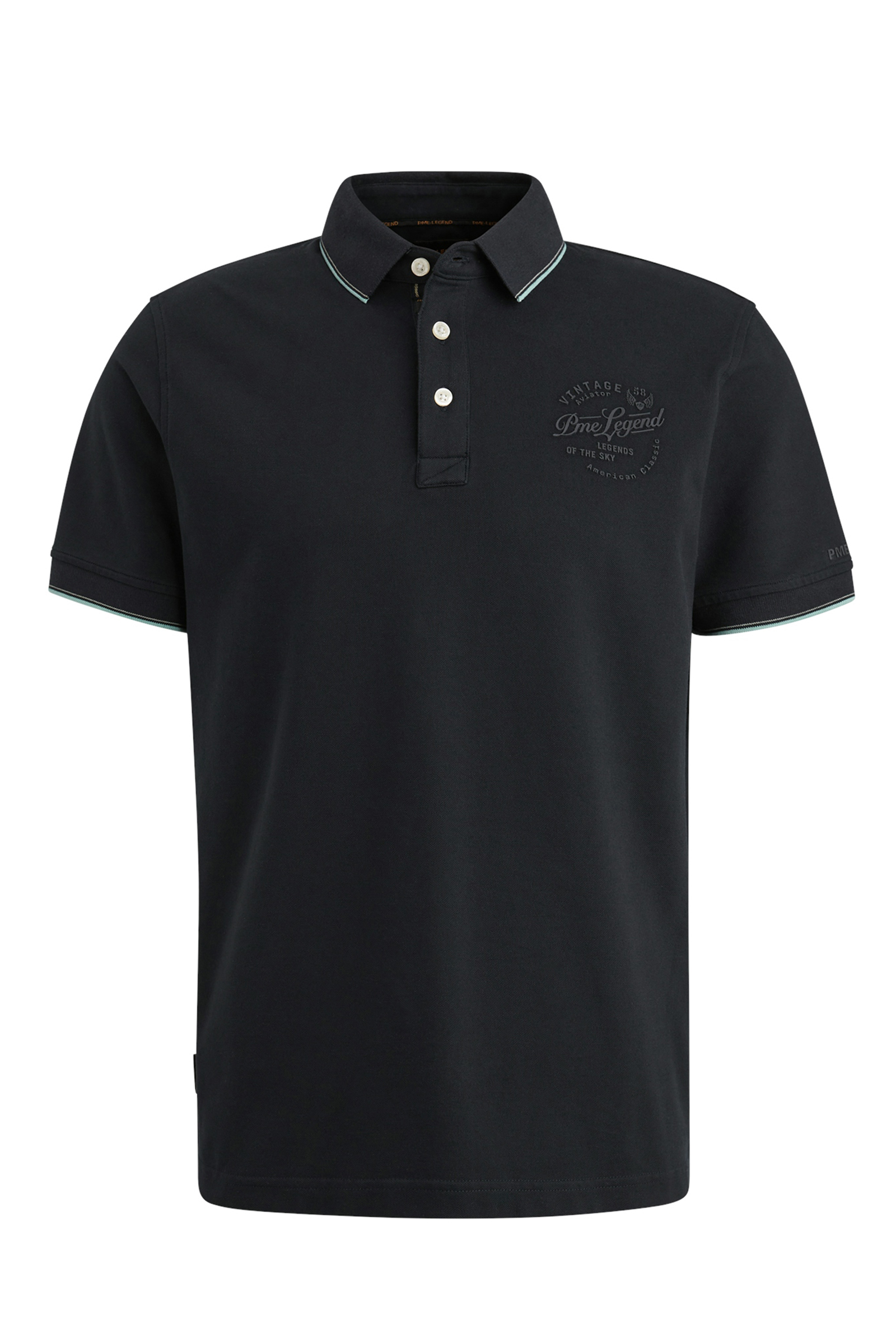 Heren polo korte mouw blauw