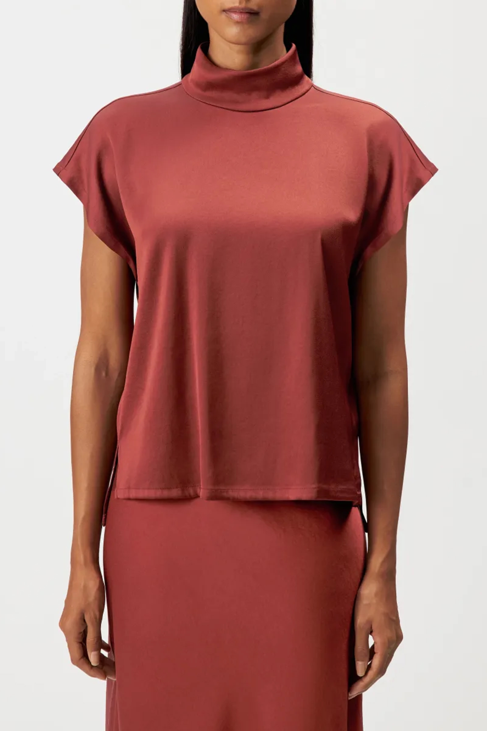 Dames blouse korte mouw bruin
