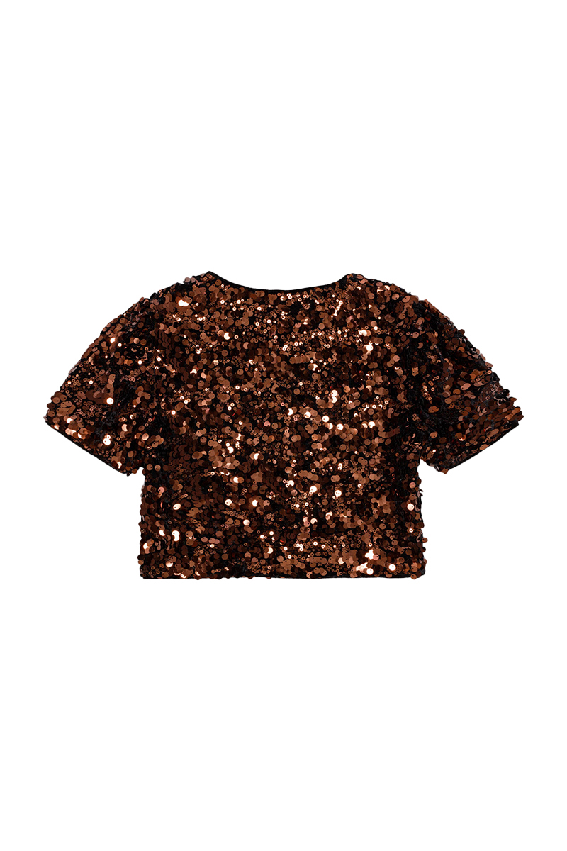 Dames blouse korte mouw bruin