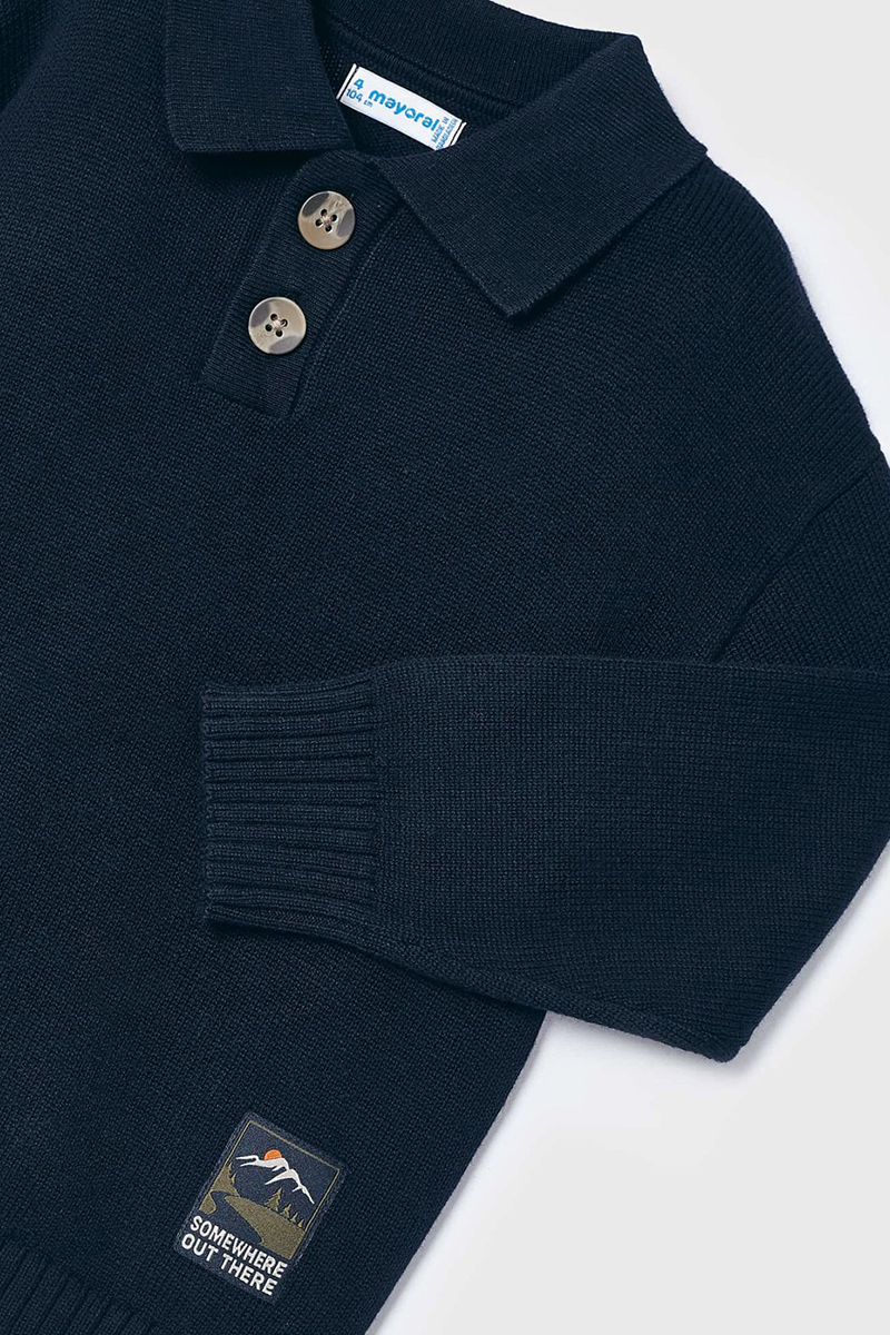 Jongens polo lange mouw blauw