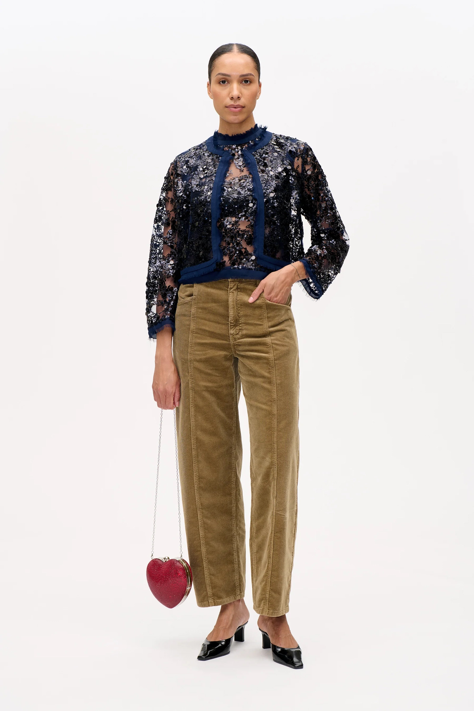 Dames blouse lange mouw blauw