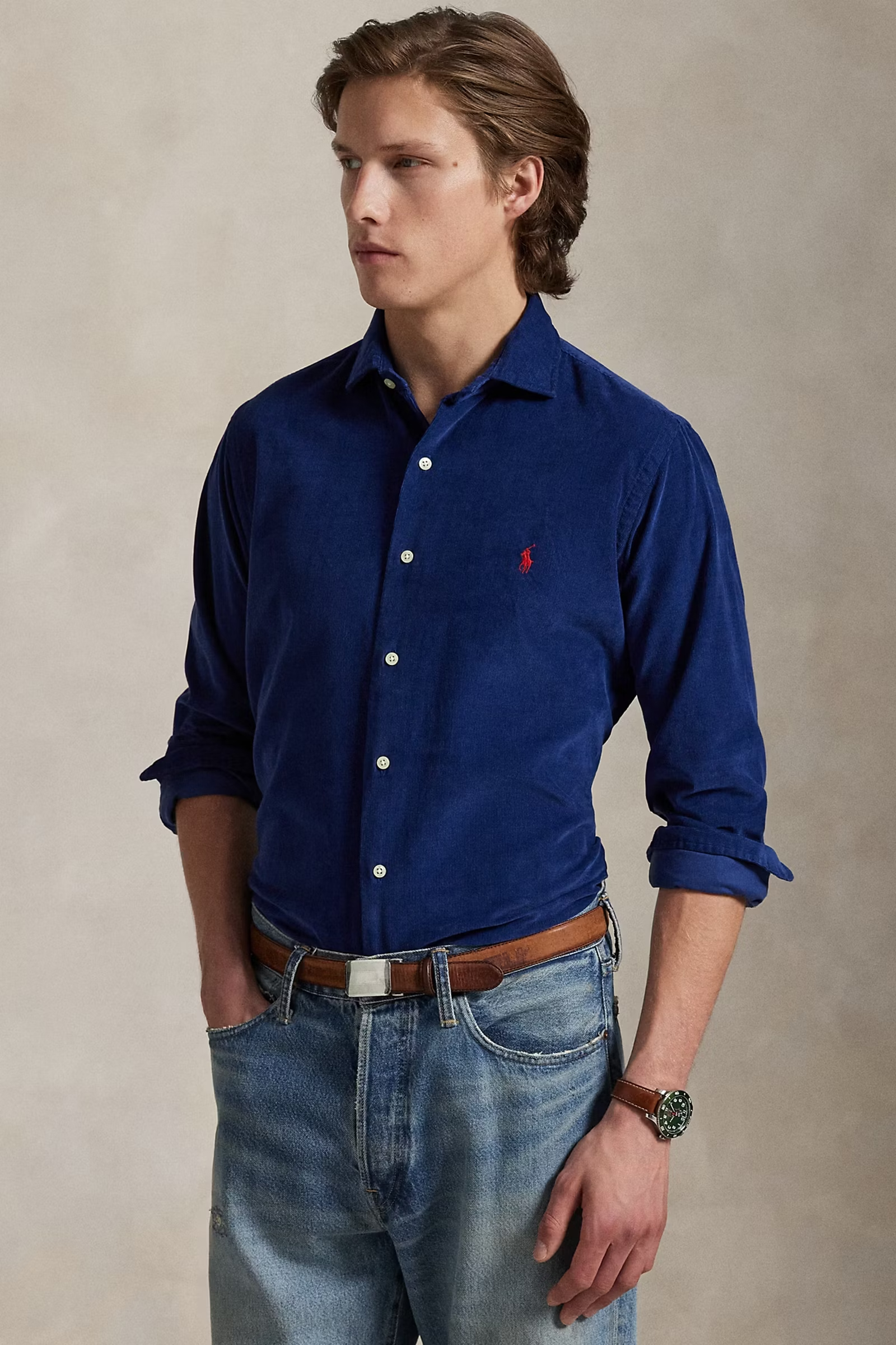 Heren overhemd lm casual blauw