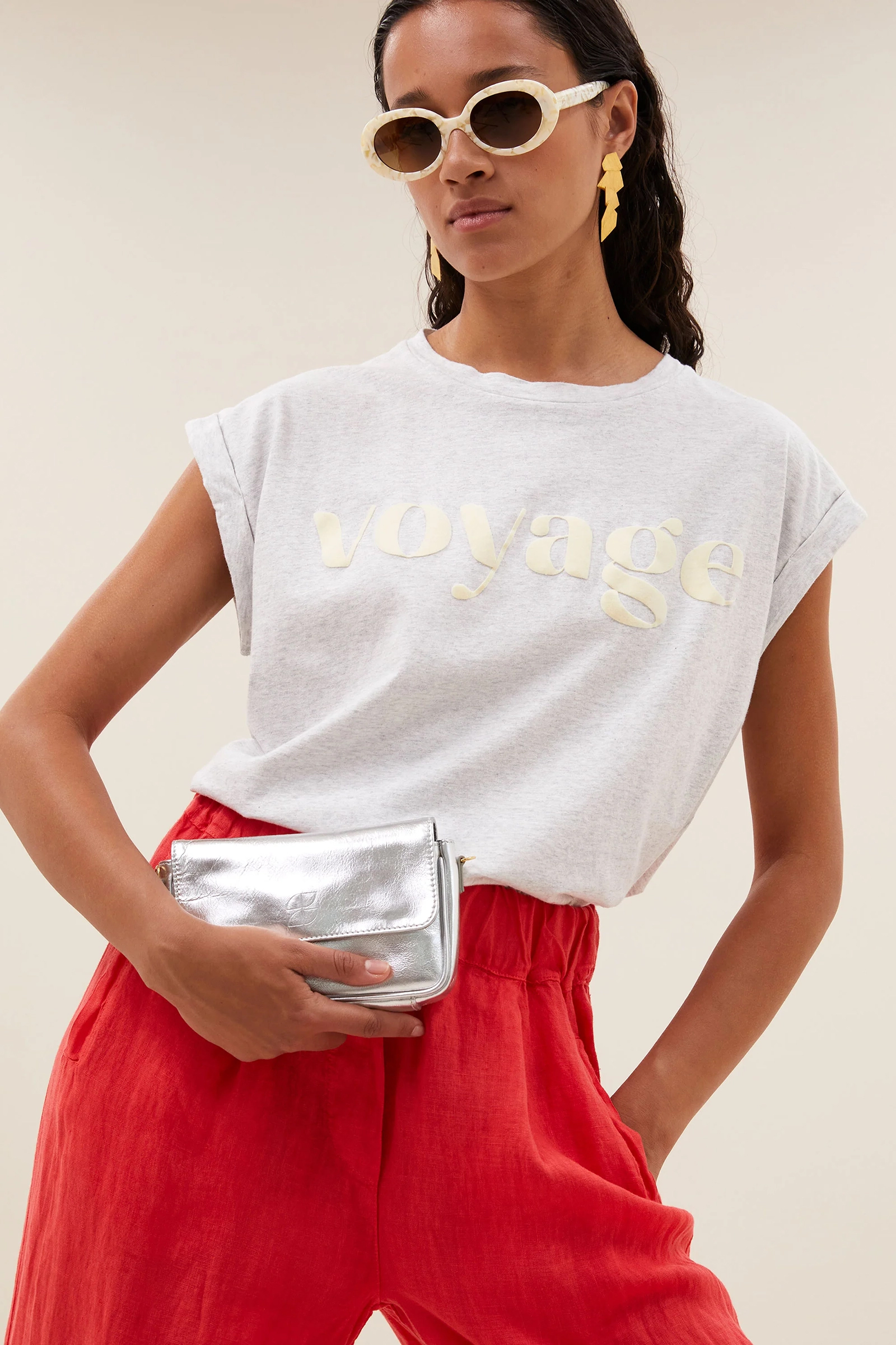 Dames t-shirt korte mouw grijs