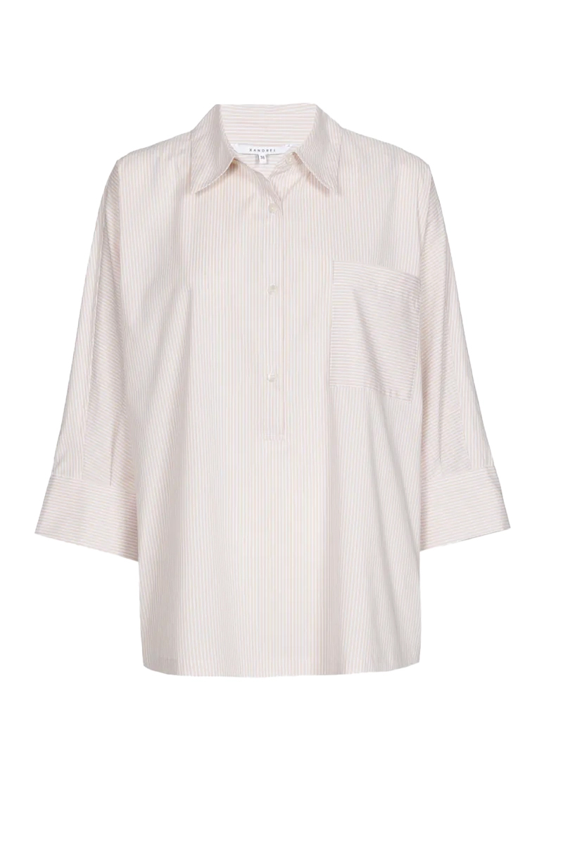 Dames blouse lange mouw bruin