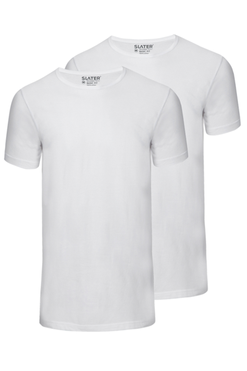 Slater BASIC FIT 2-pack T-shirt R-neck  s/ Wit-1 1