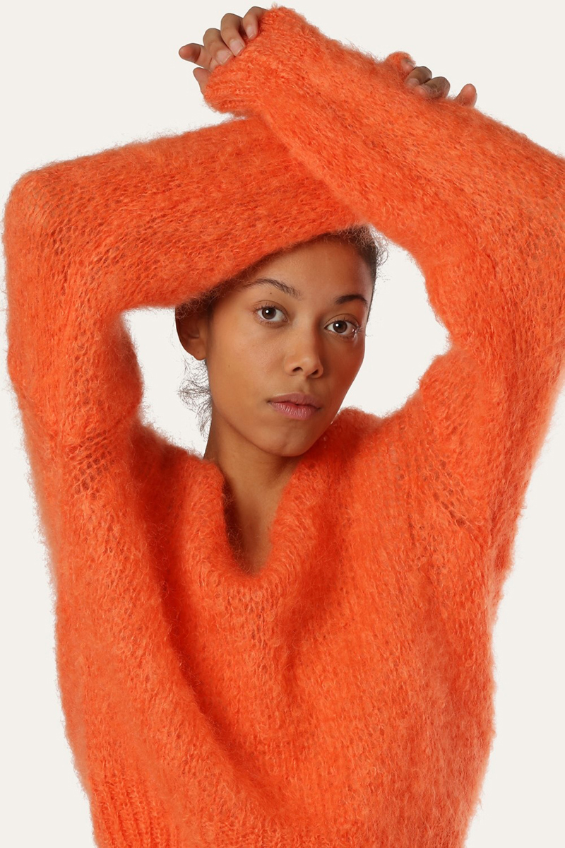 komen snijden Arabisch Americandreams Milana LS mohair knit Oranje-1 Voorwinden