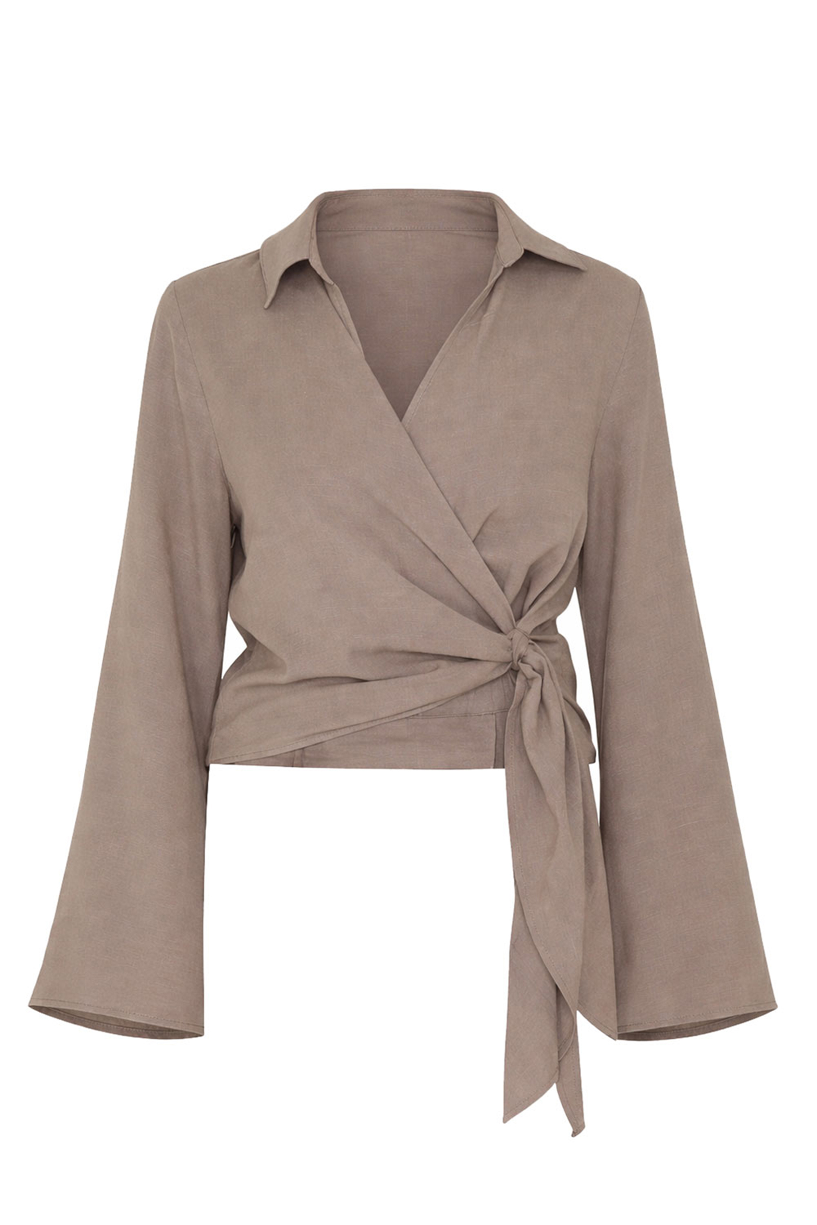 Dames blouse lange mouw bruin