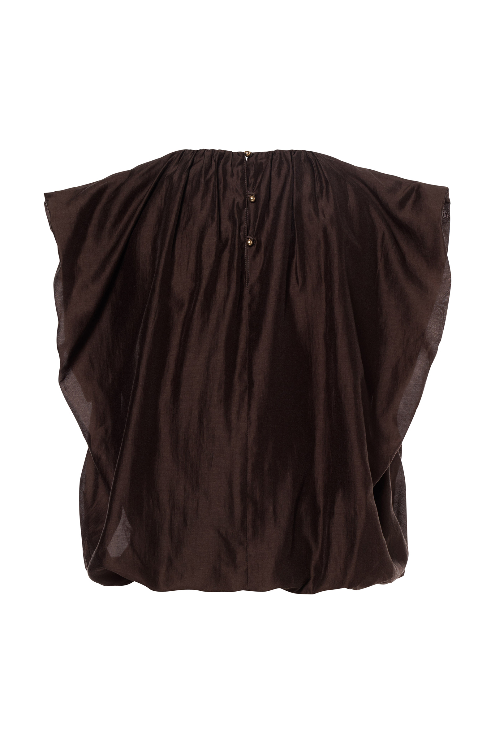 Dames blouse mouwloos bruin