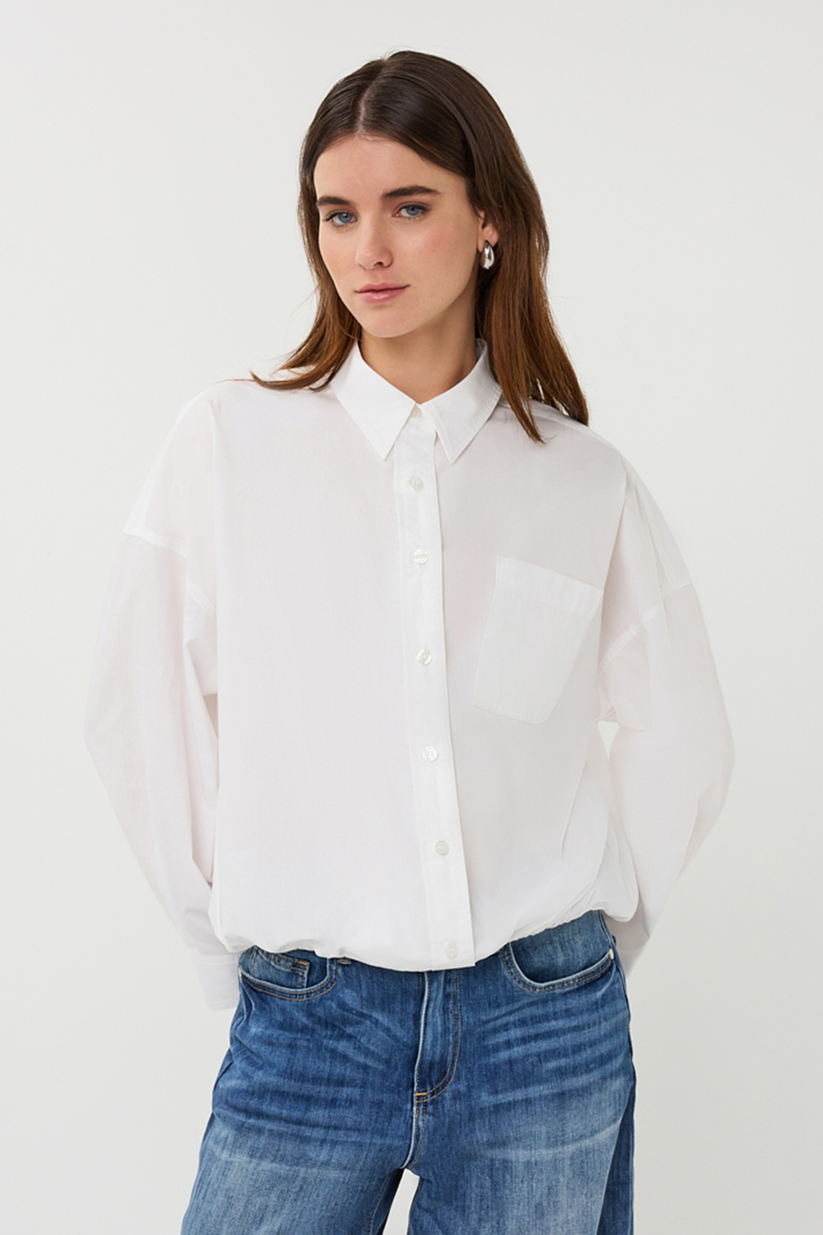 Dames blouse lange mouw wit