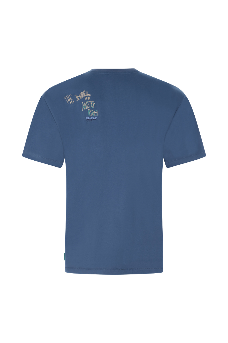 Scotch & Soda Placed Embroidery Artwork T-shirt Ocean Blue 2