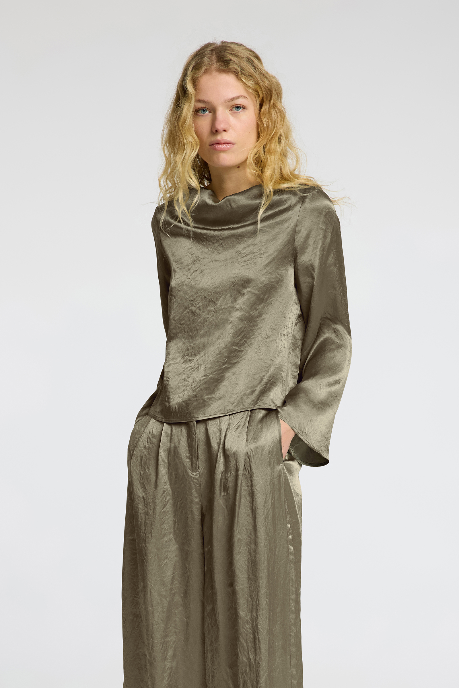 Dames blouse lange mouw groen