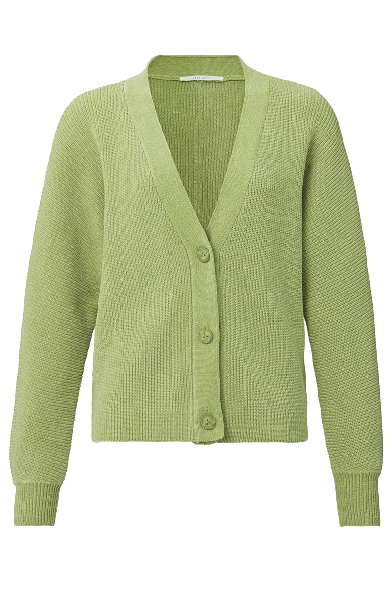 Yaya Chenille cardigan ls Groen-2 1