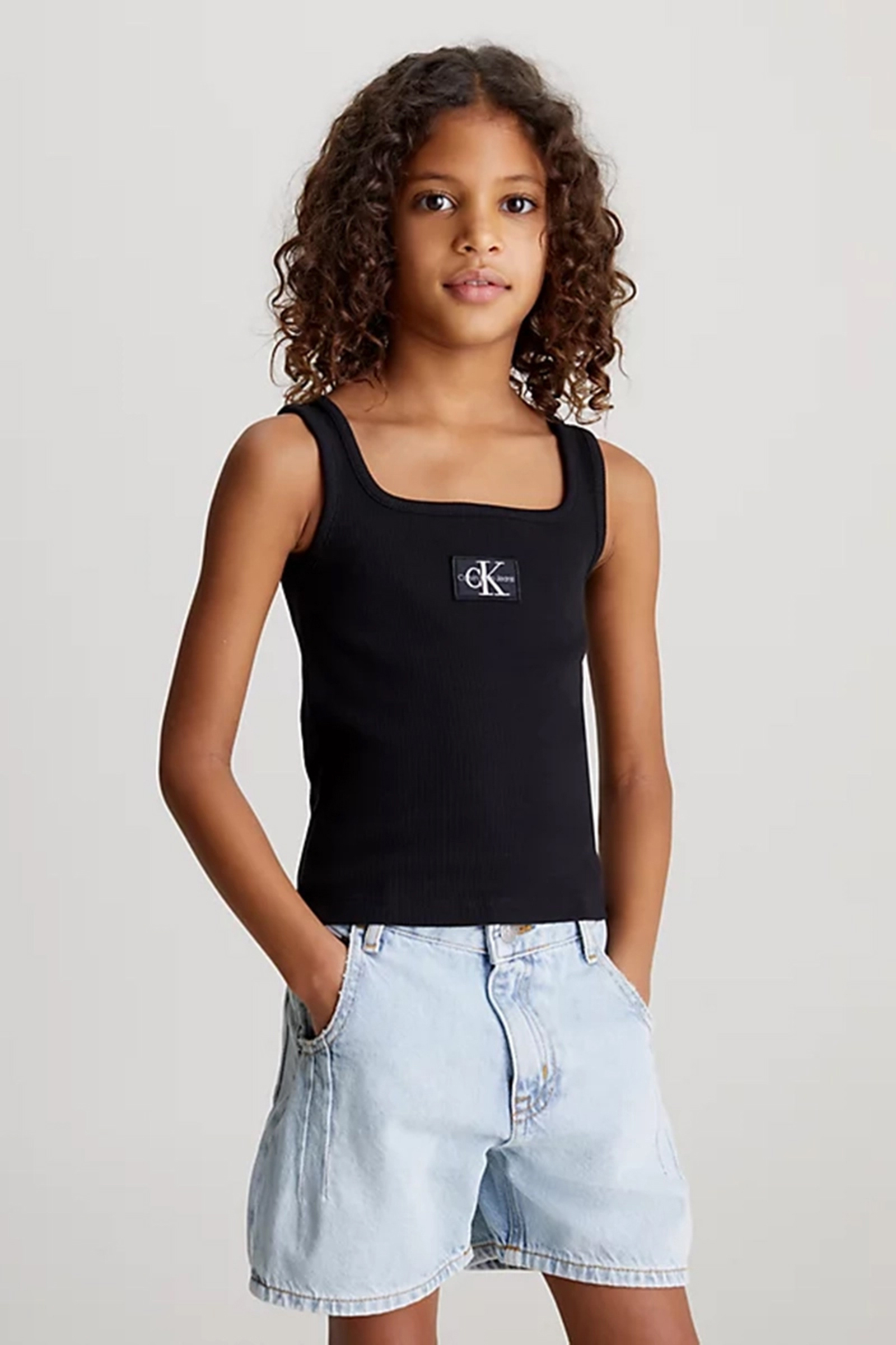 Calvin Klein Rid badge square neck tank top Zwart-1 2