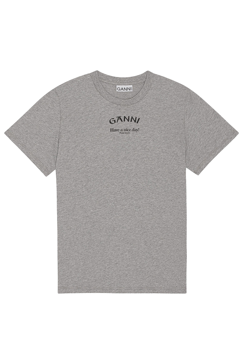 Ganni Dames t-shirt korte mouw Grijs-1 1