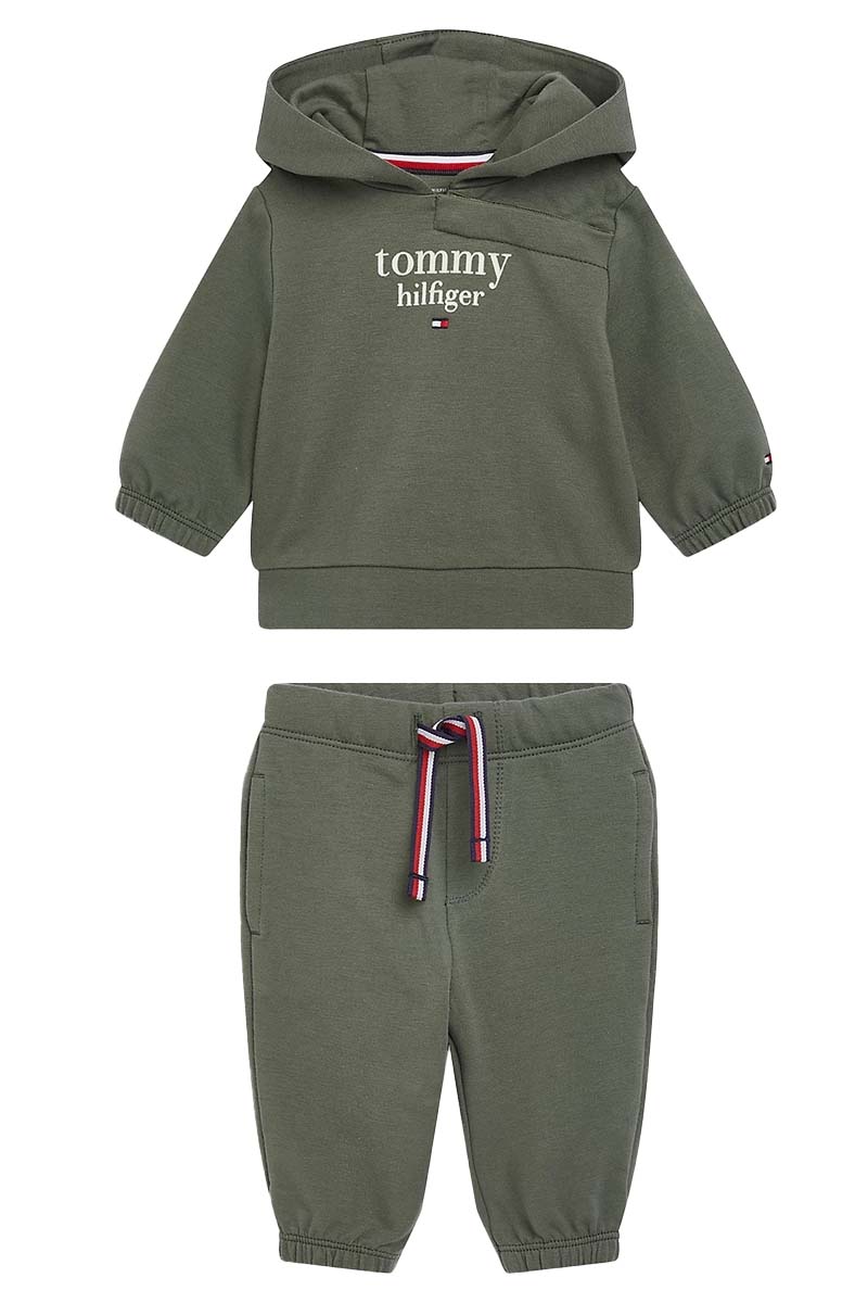 Tommy Hilfiger Baby graphic logo hooded set Groen-1 1
