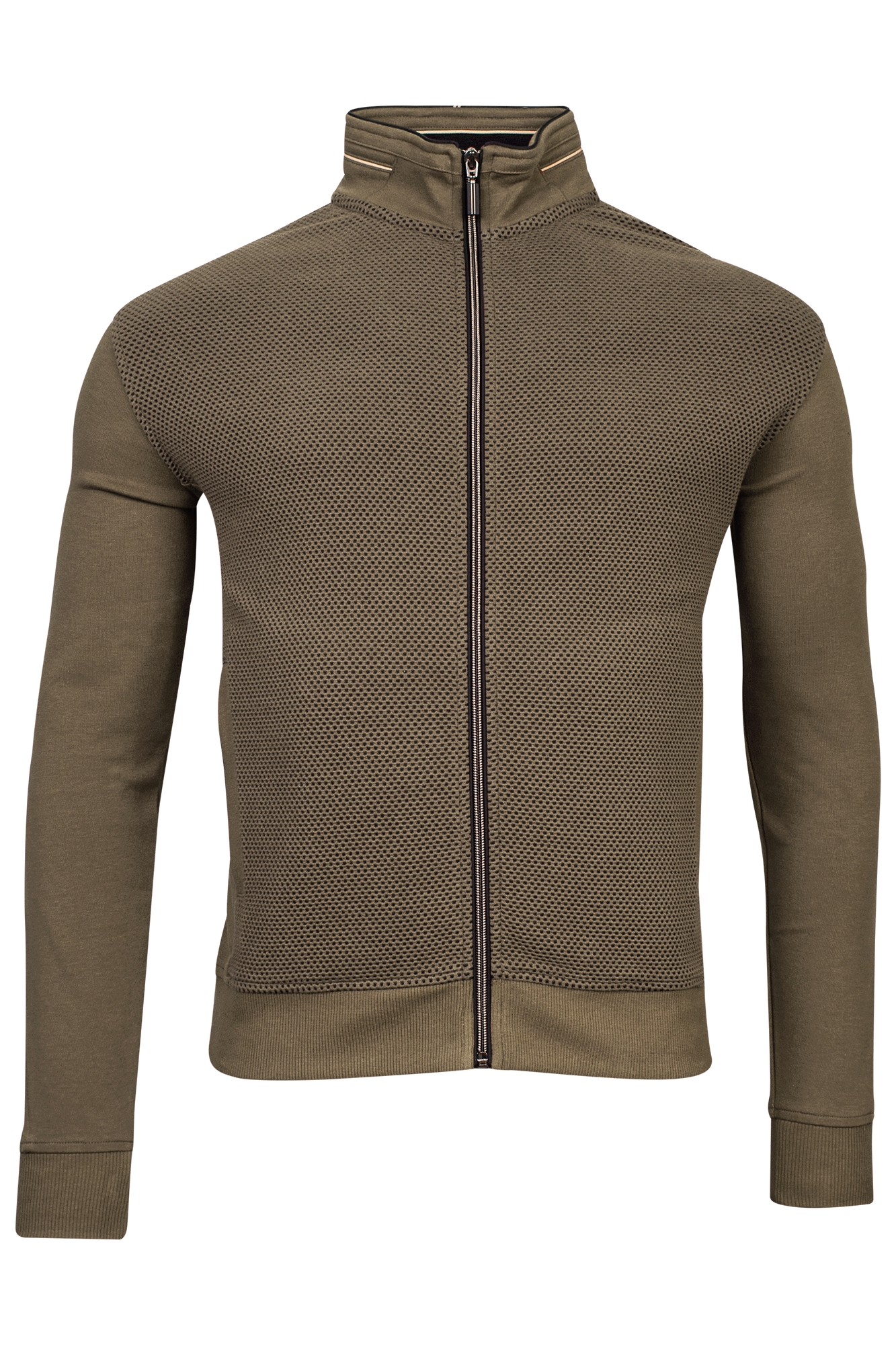 Baileys Sweat Cardigan Zip  Front+Back body 2-tone Jacquar bruin/beige-1 1