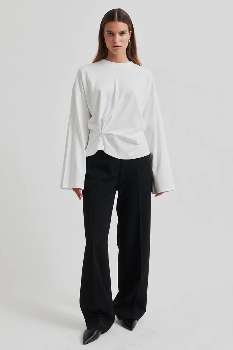 Dames t-shirt lange mouw wit
