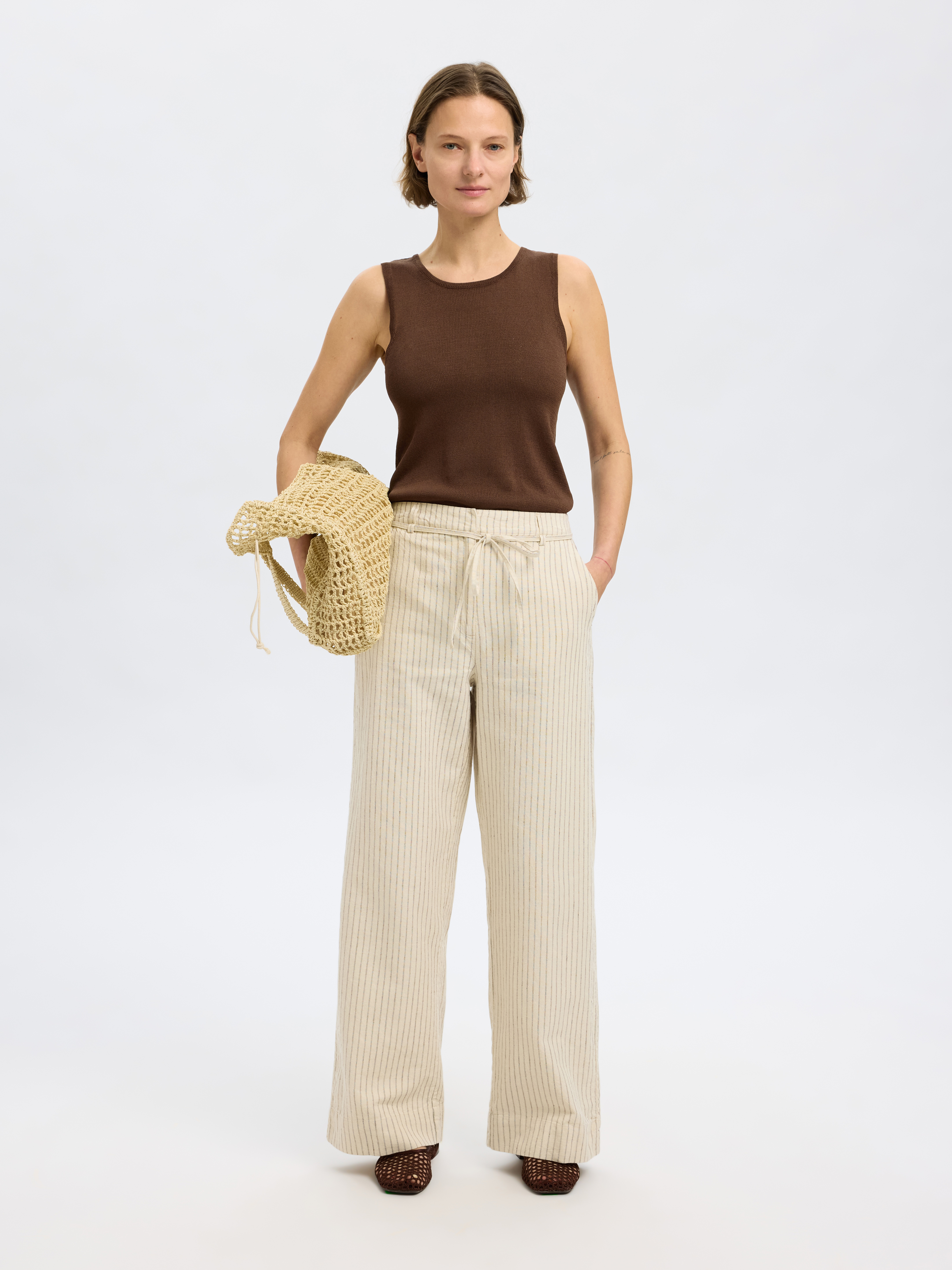 Selected SLFMOON SUS SL KNIT TOP B 186598-Chestnut 3