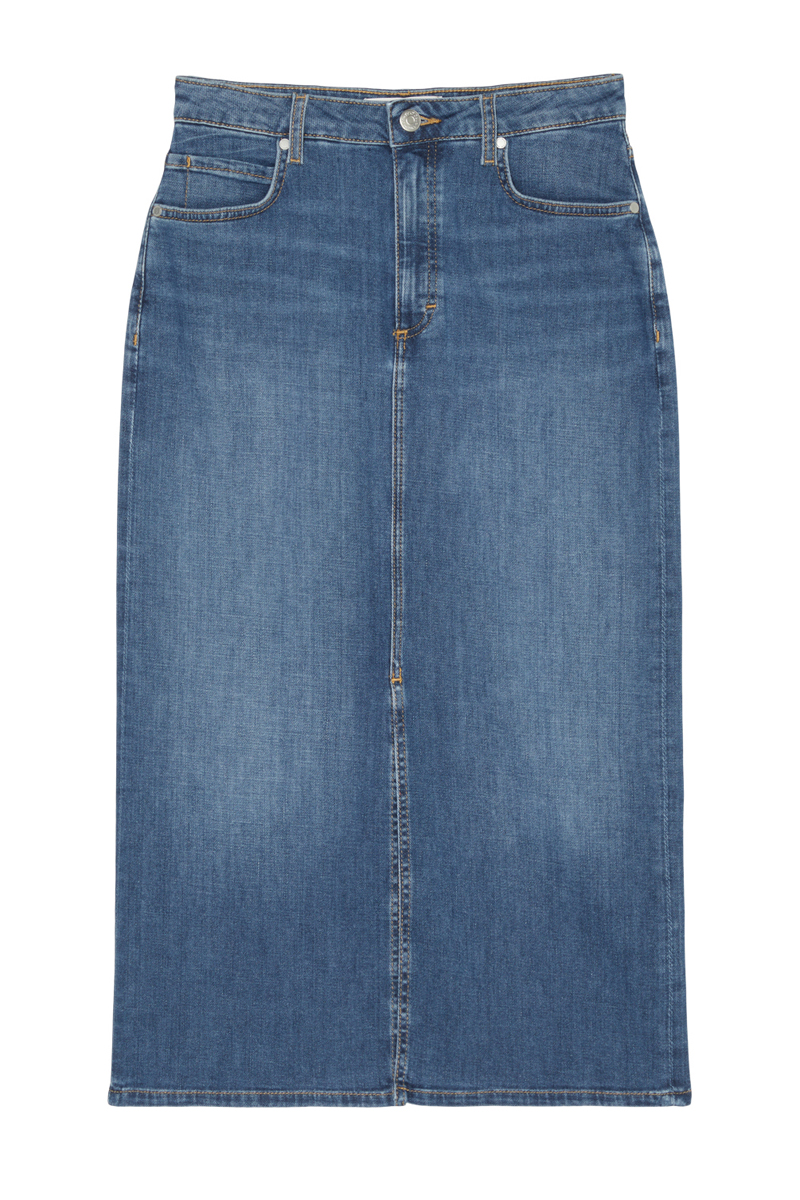 Marc O'Polo Denim Skirt, high waist, midi lengt Cashmere soft blue wash 1