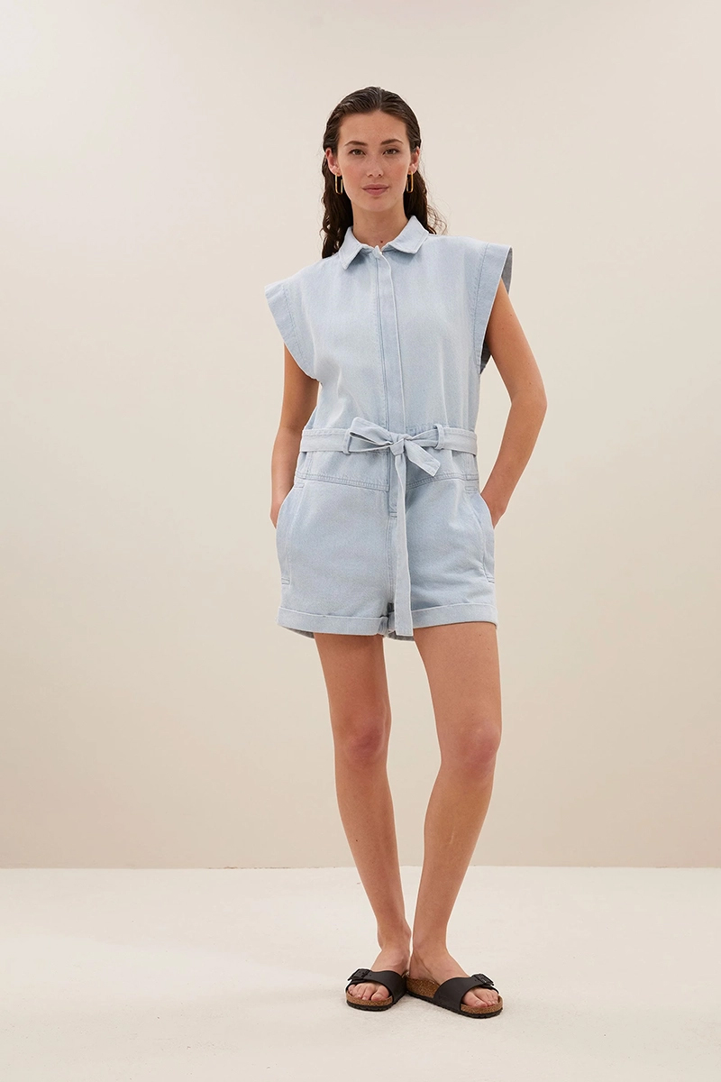 Dames jumpsuit/tuinbroek blauw
