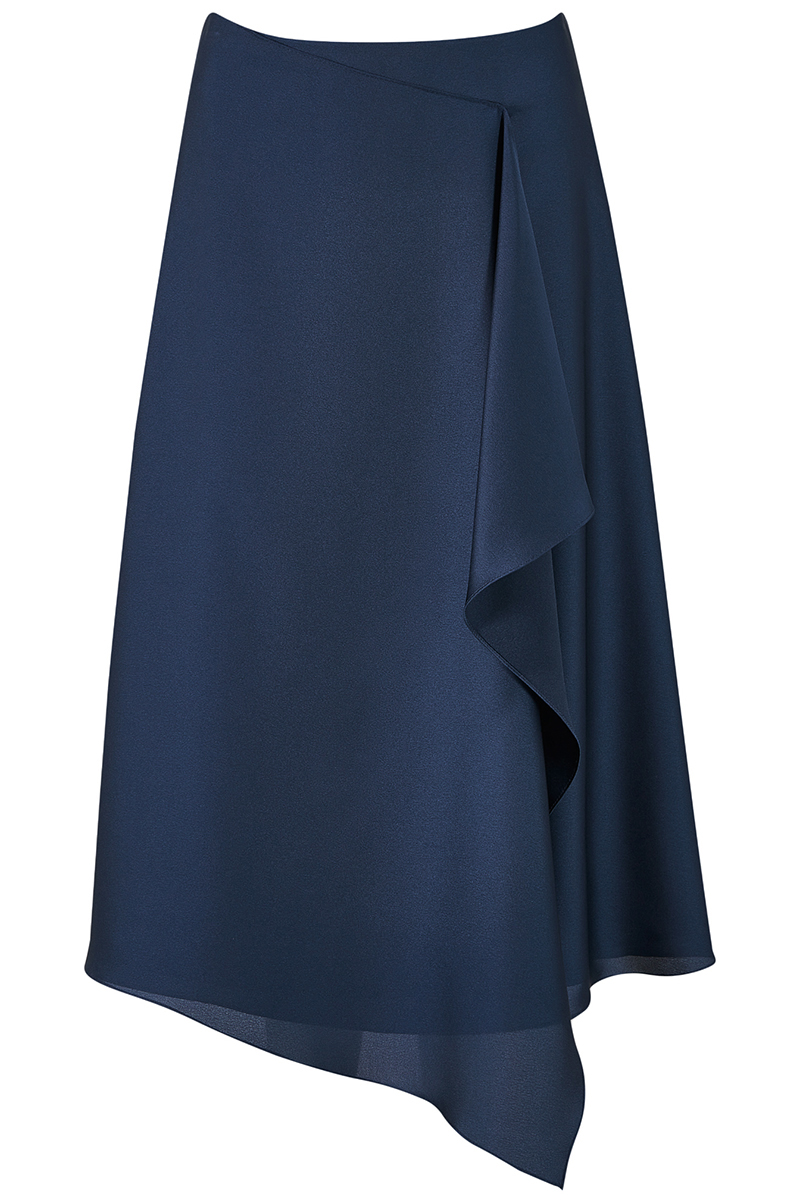 Swing Midirock aus nachhaltigem Satin Blauw-1 1