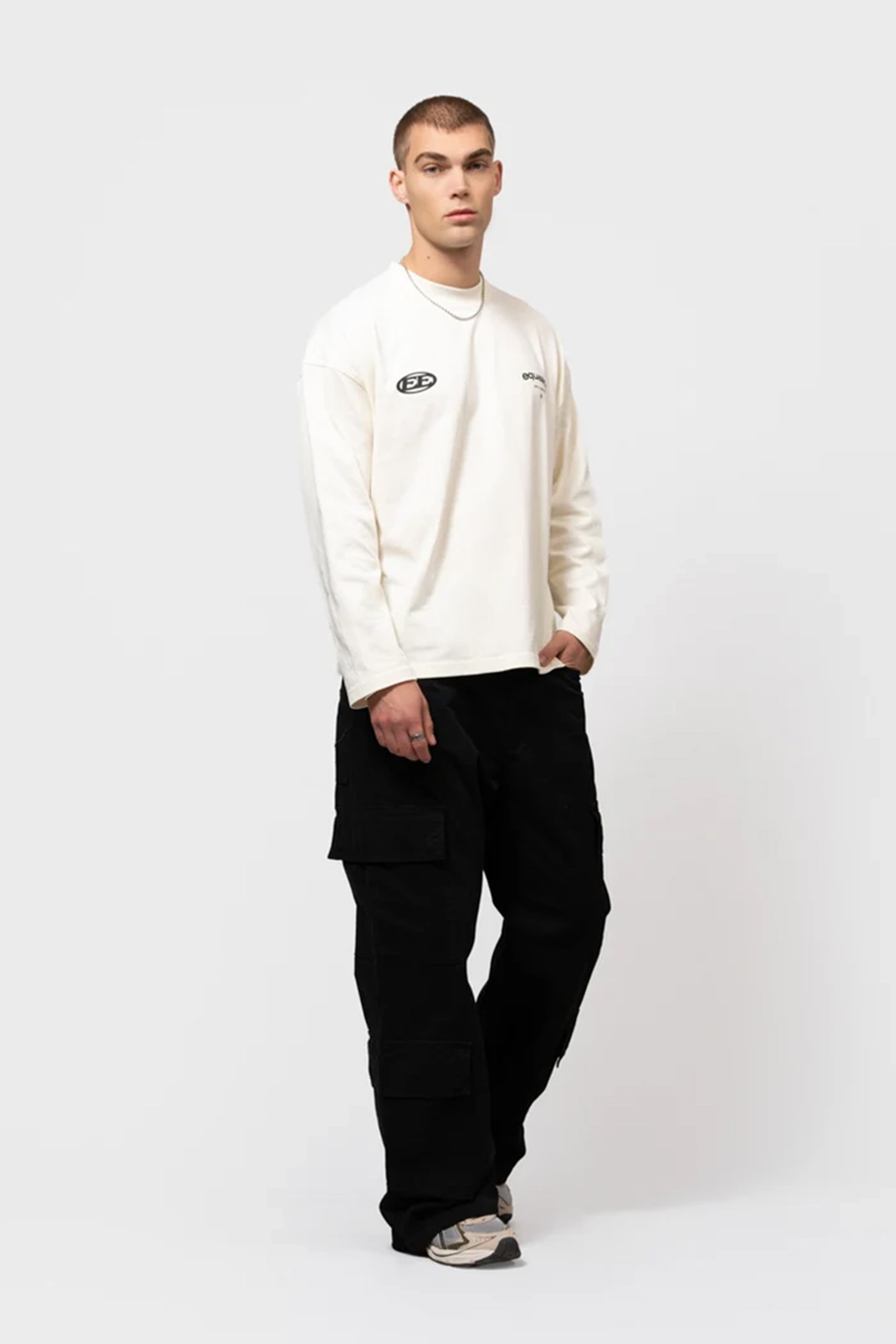 Heren t-shirt lange mouw ecru