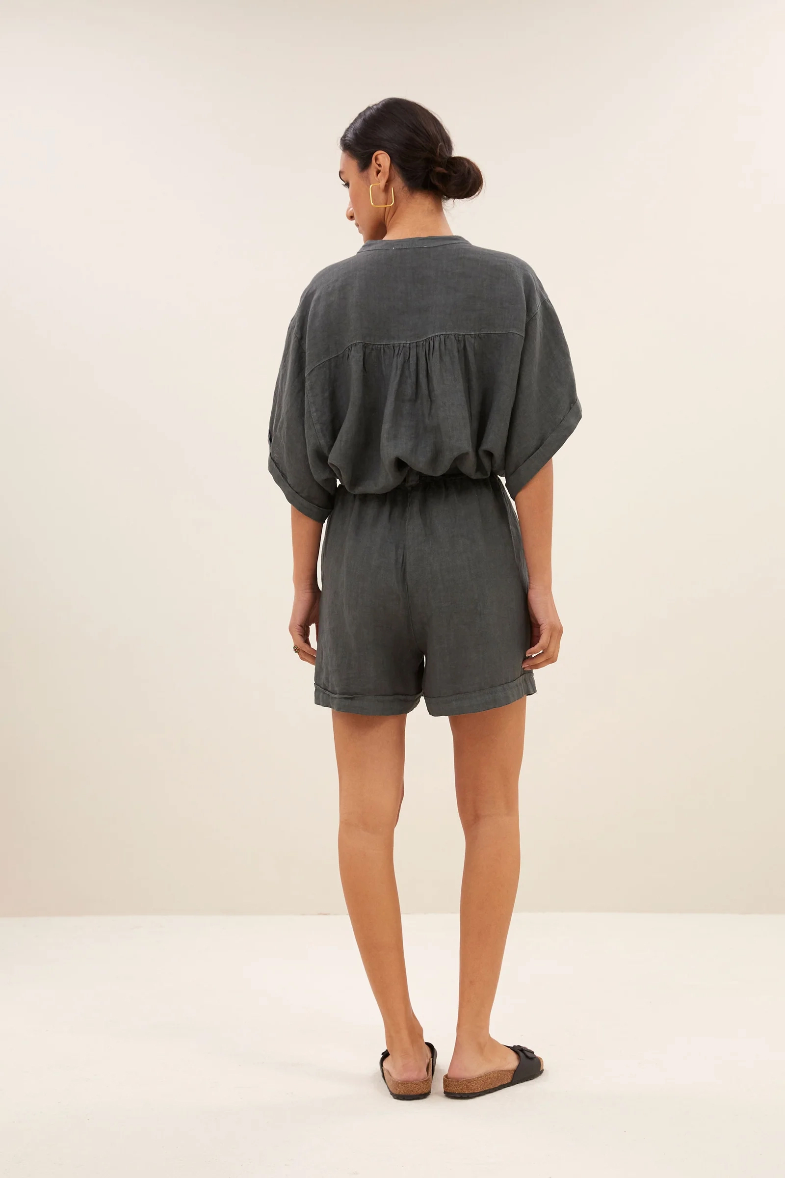 By Bar June linen short Grijs-1 4