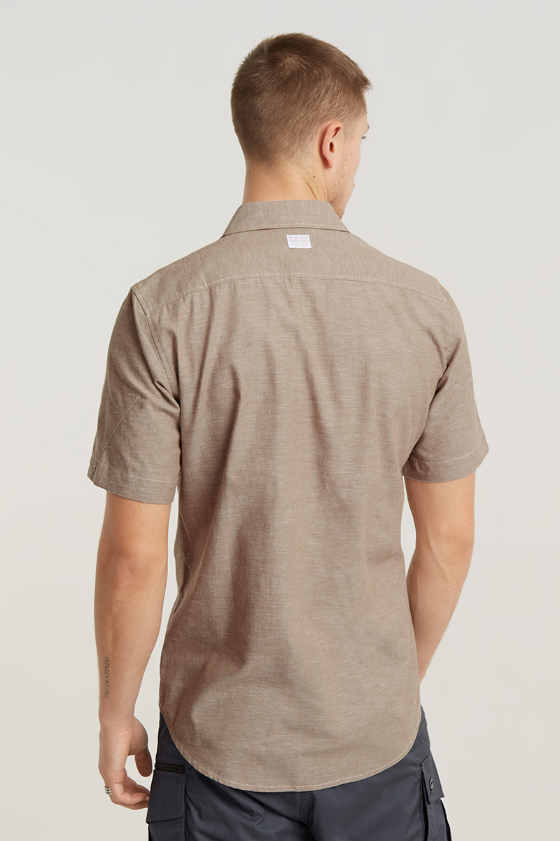 G-Star Marine slim shirt s\s bruin/beige-1 4