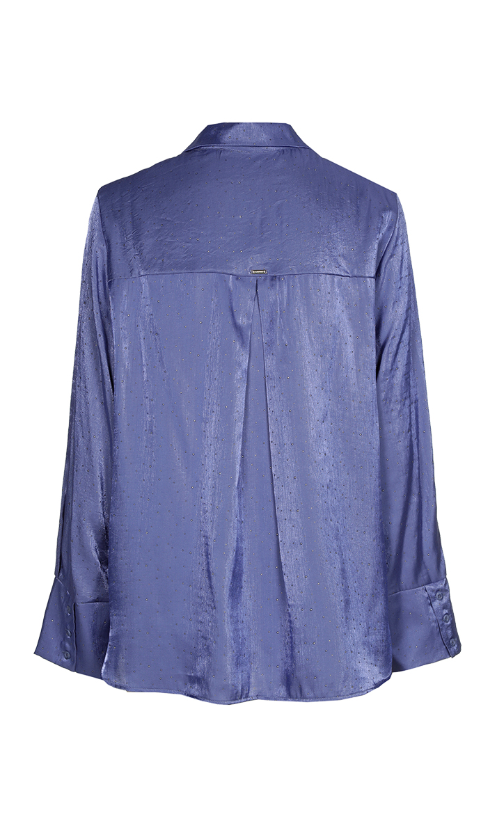 Dames blouse lange mouw blauw