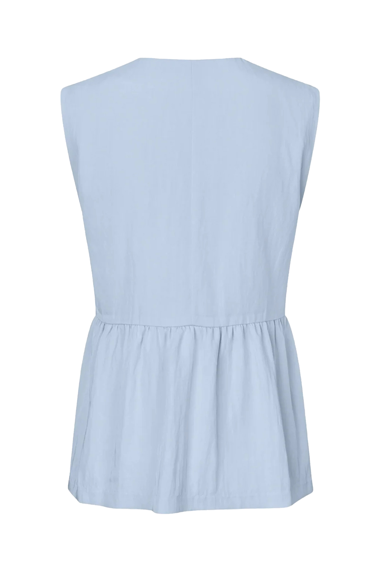 Dames blouse mouwloos blauw