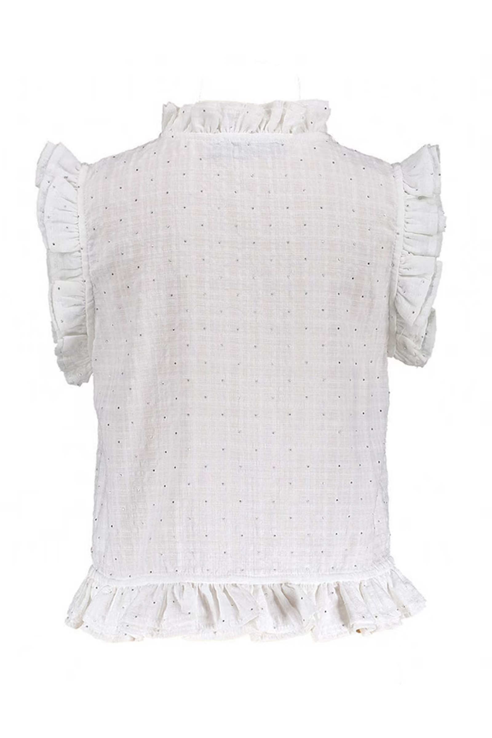 Meisjes blouse mouwloos ecru