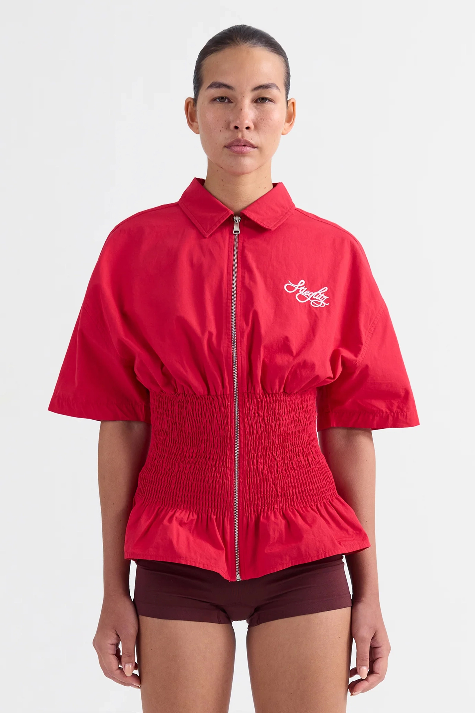 Dames blouse korte mouw rood
