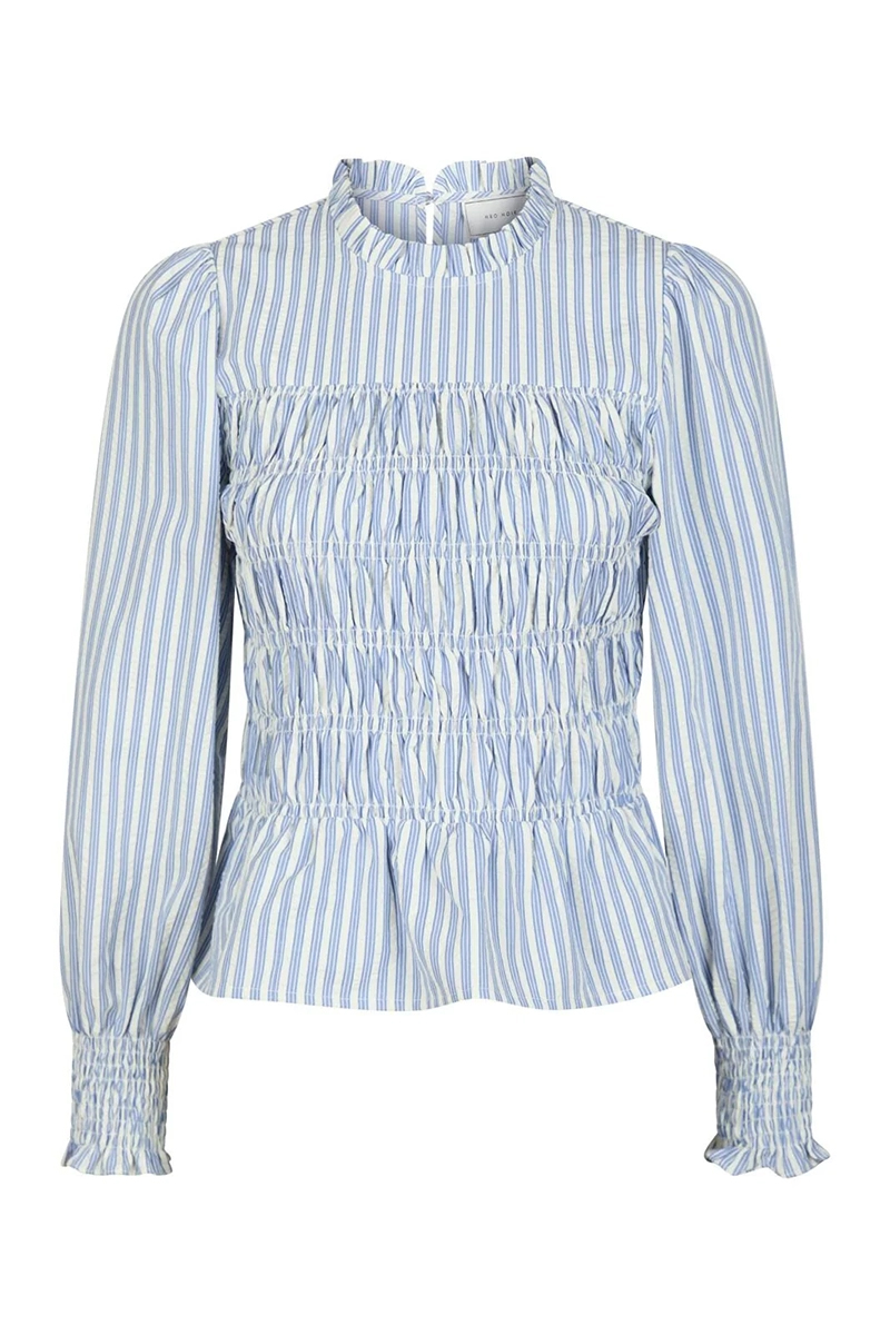 Neo Noir Possa stripe smock blouse Blauw-1 1