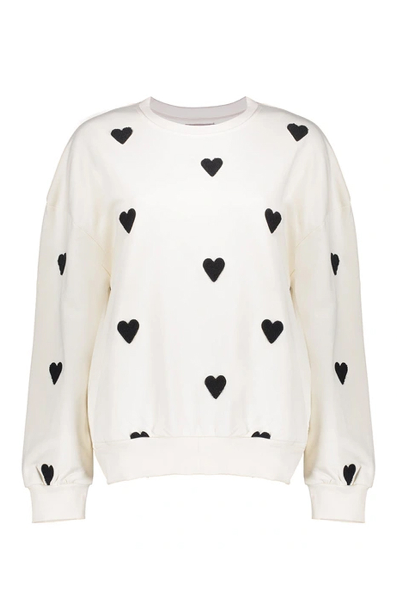 Geisha Sweater hearts terry bruin/beige-1 1