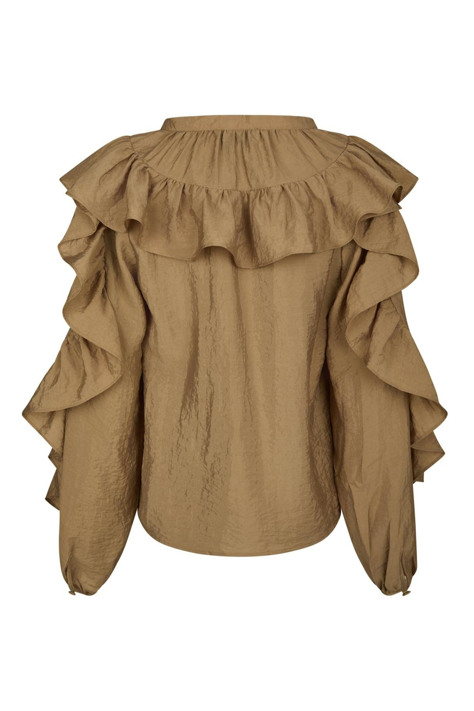 Dames blouse lange mouw bruin