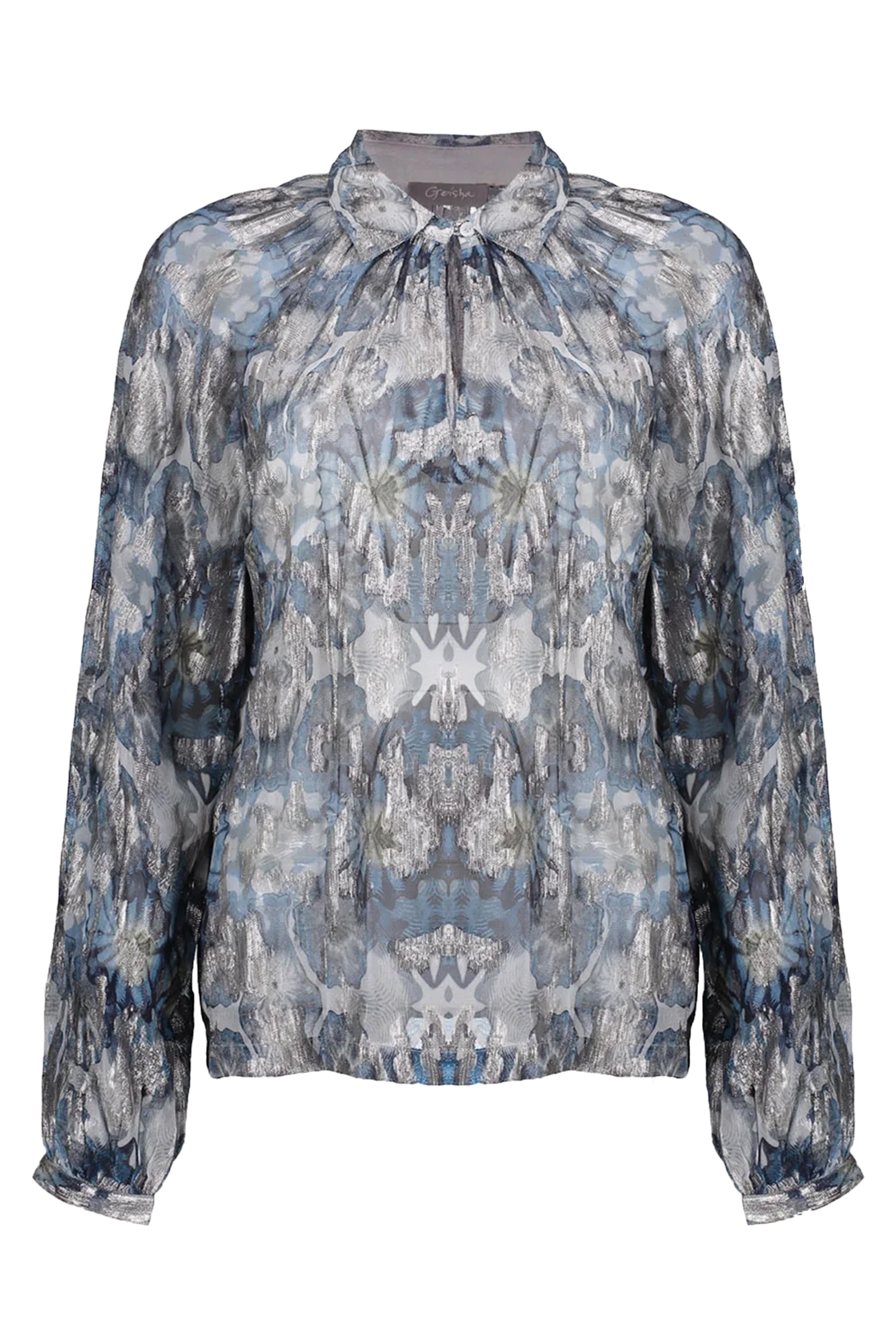Dames blouse lange mouw blauw