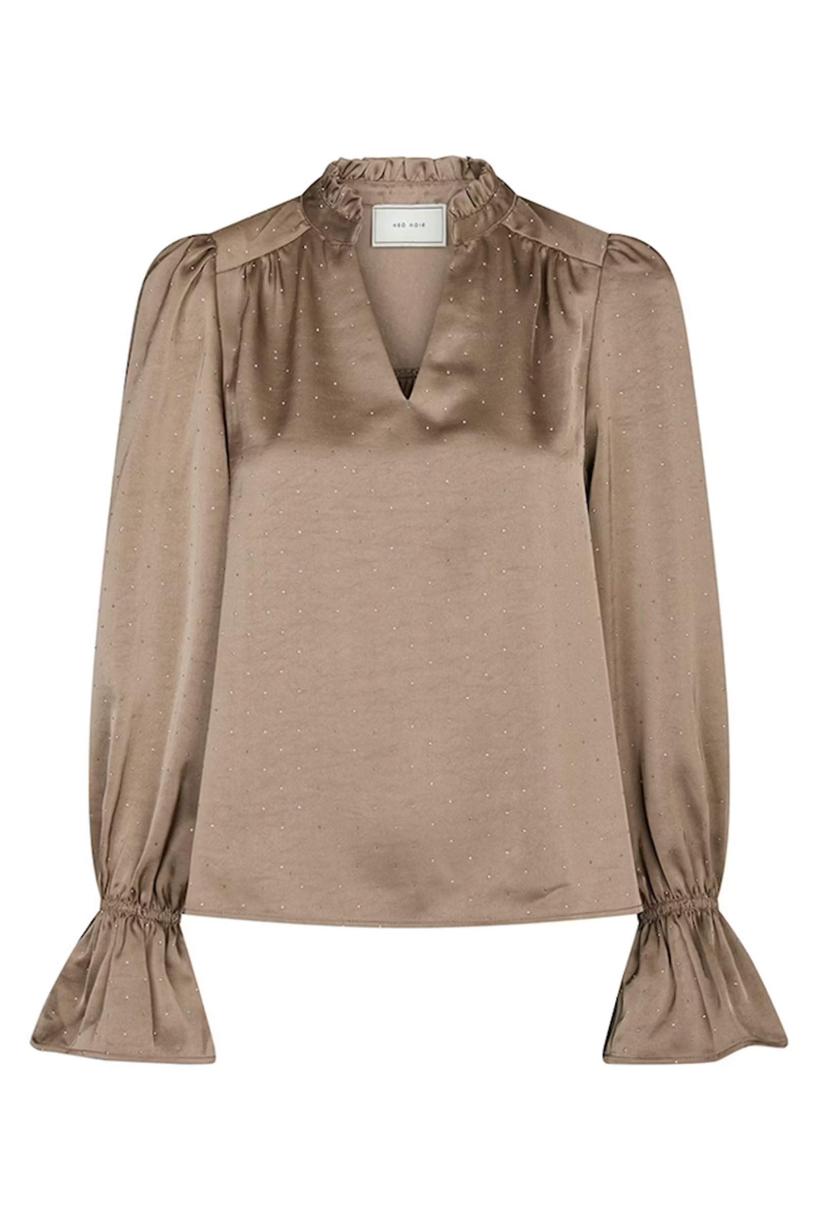 Dames blouse lange mouw bruin