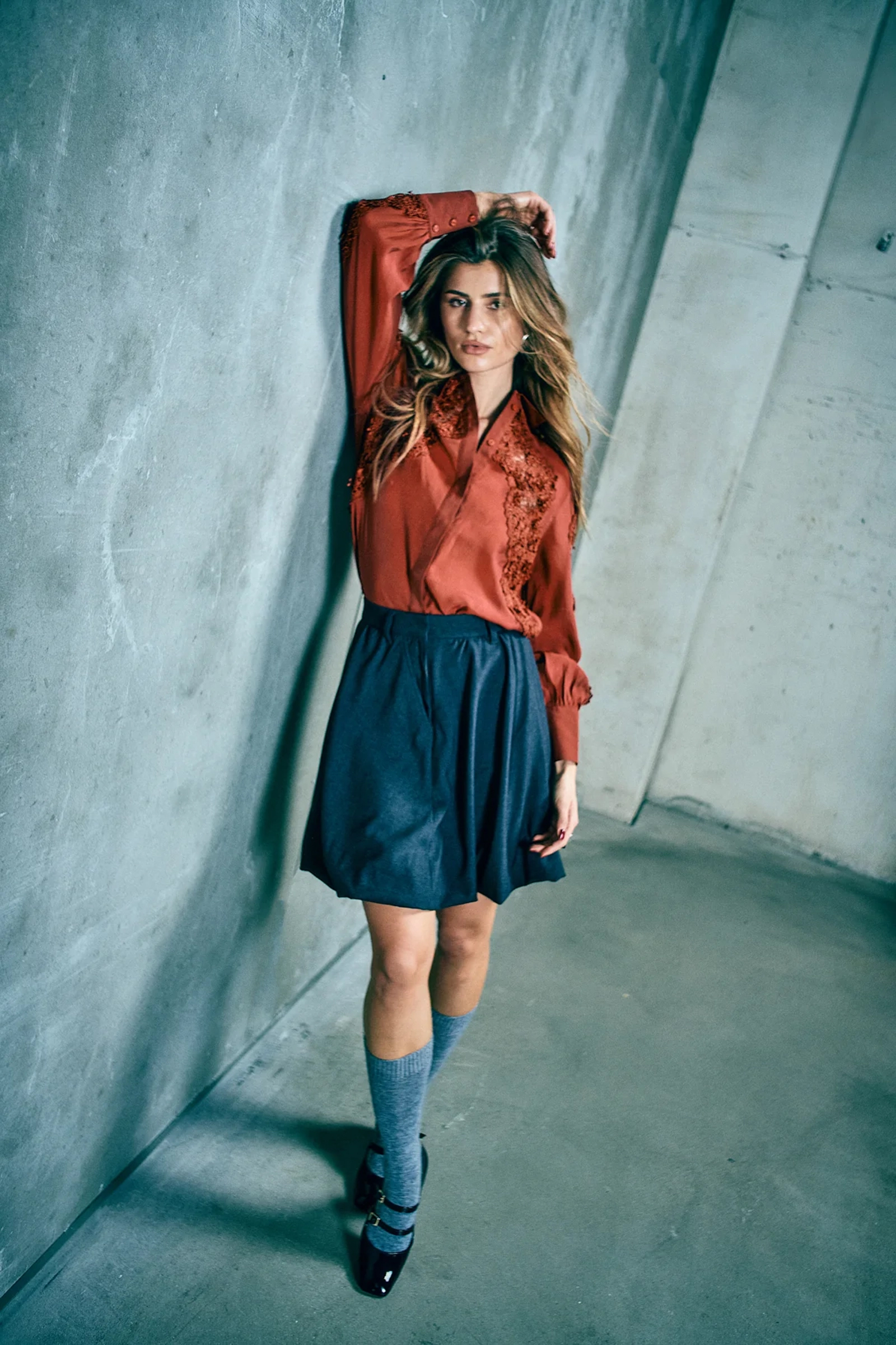 Dames blouse lange mouw rood
