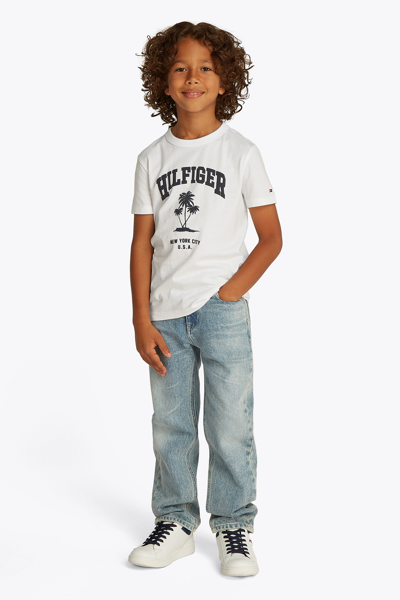 Tommy Hilfiger Hilfiger palm print tee Wit-1 2