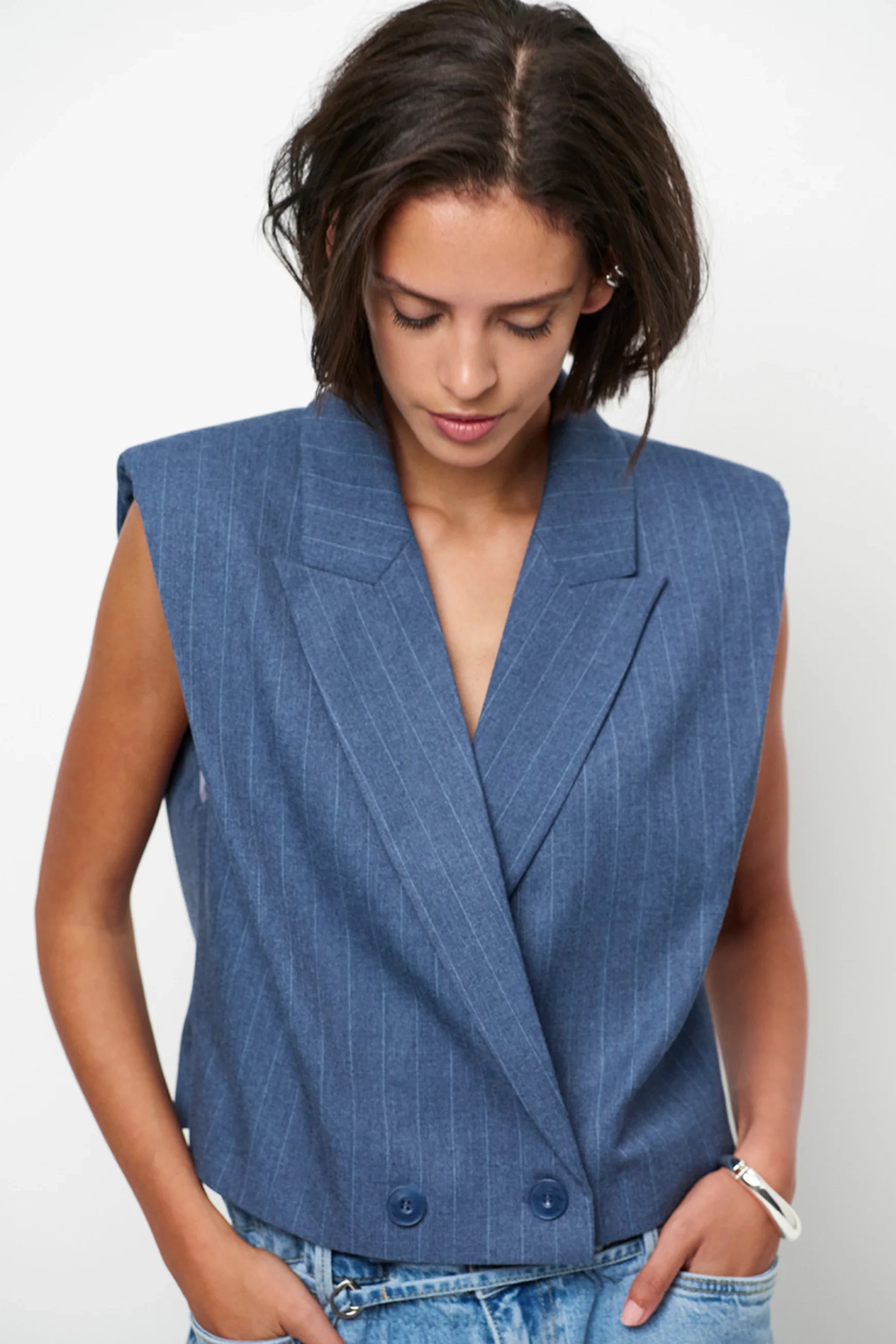 Dames gilet blauw