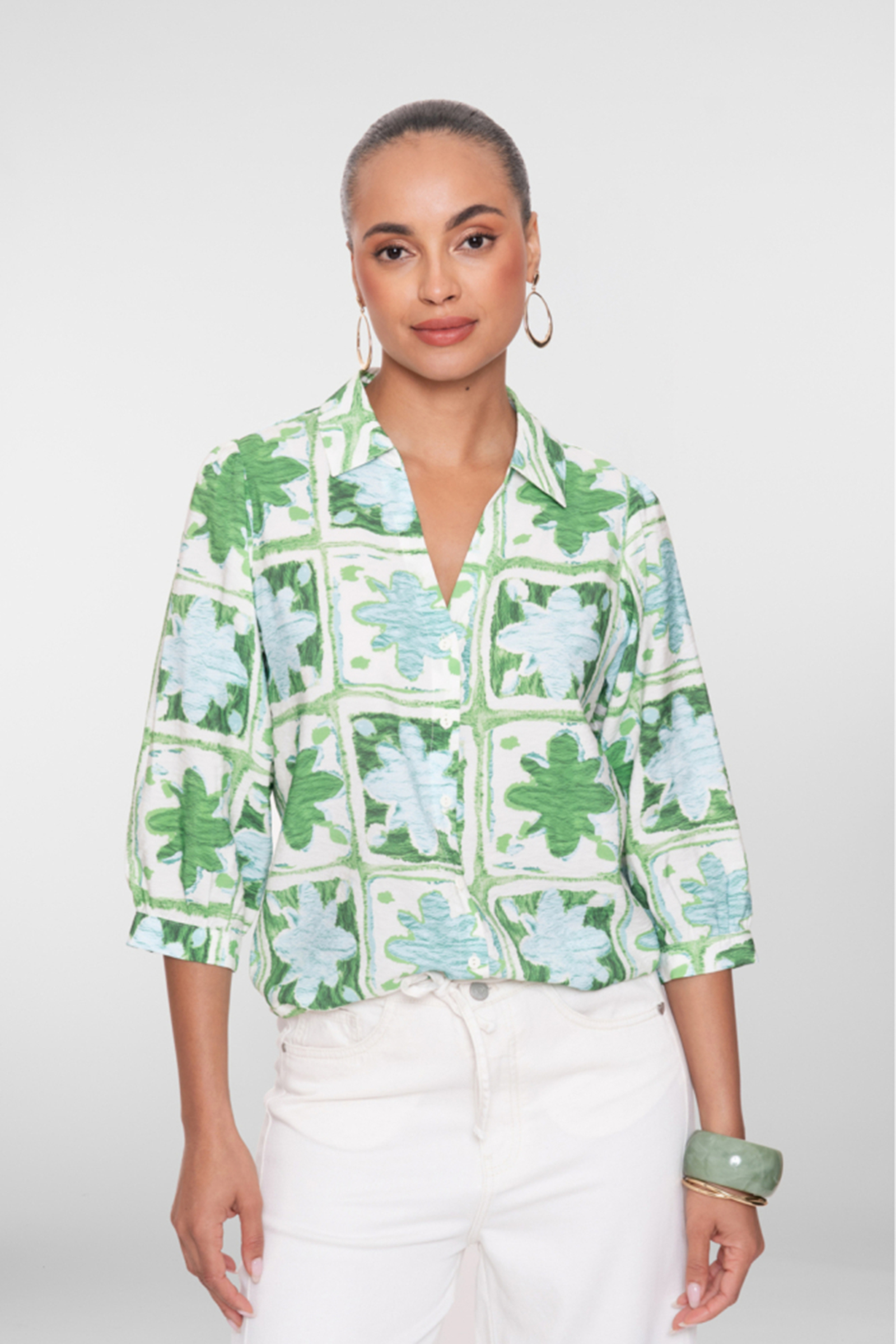 Dames blouse korte mouw groen