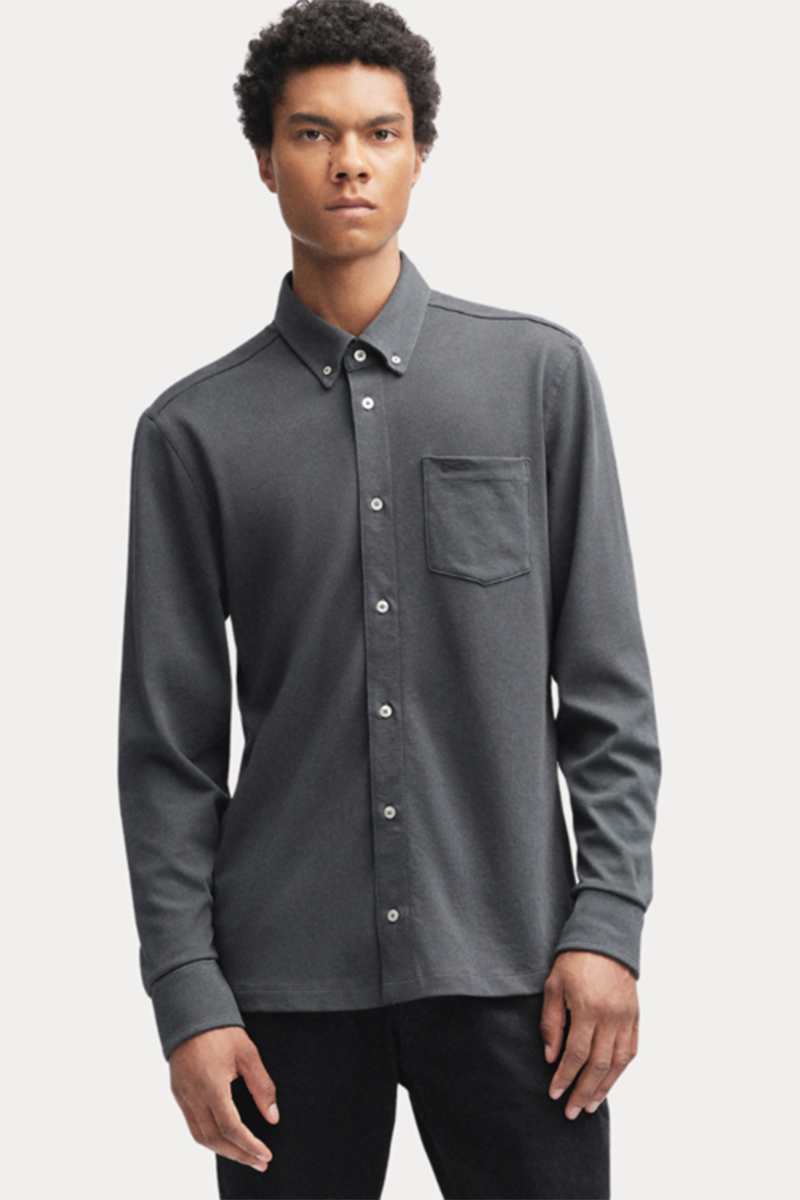 Heren overhemd lm casual grijs